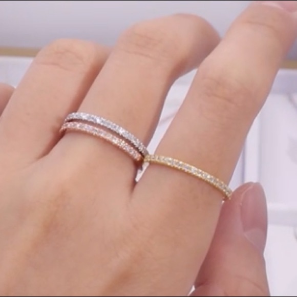 Diamond Gold Eternity Band Set - Picture 8 of 11